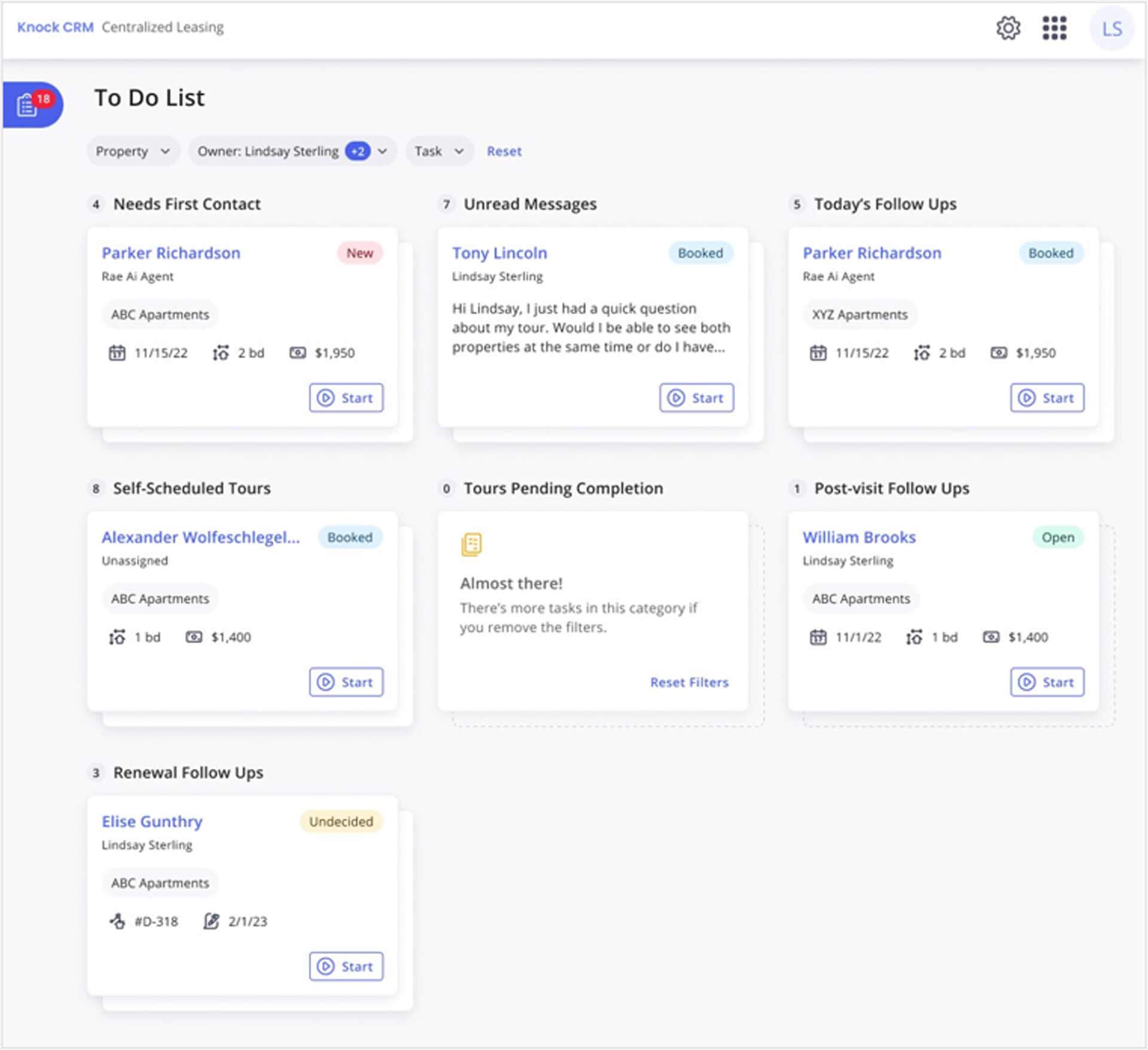 Knock crm to-do list