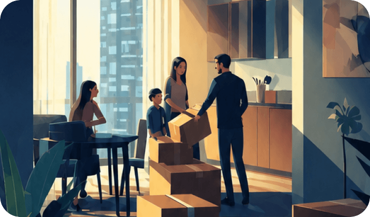 Family moving into their new home