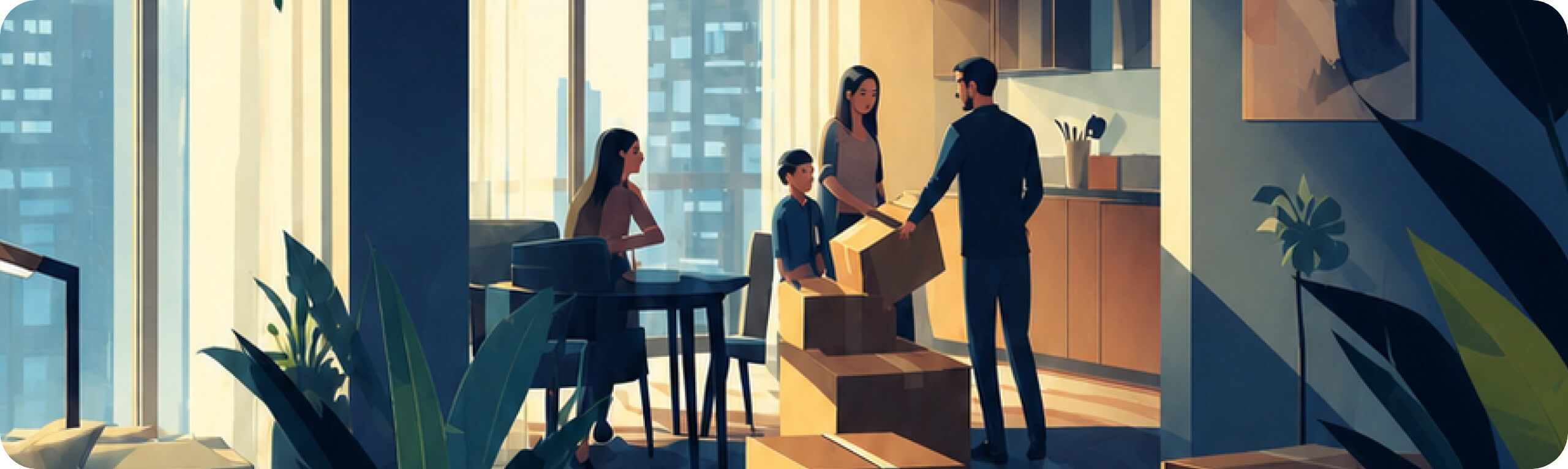 Family moving into their new home