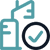 Stylized icon of a building with a checkmark, signifying real estate actions.