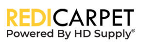 REDI CARPET logo with the tagline 'Powered By HD Supply', featuring black and yellow text.