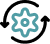 A teal gear icon indicating streamlined vendor credentialing process.
