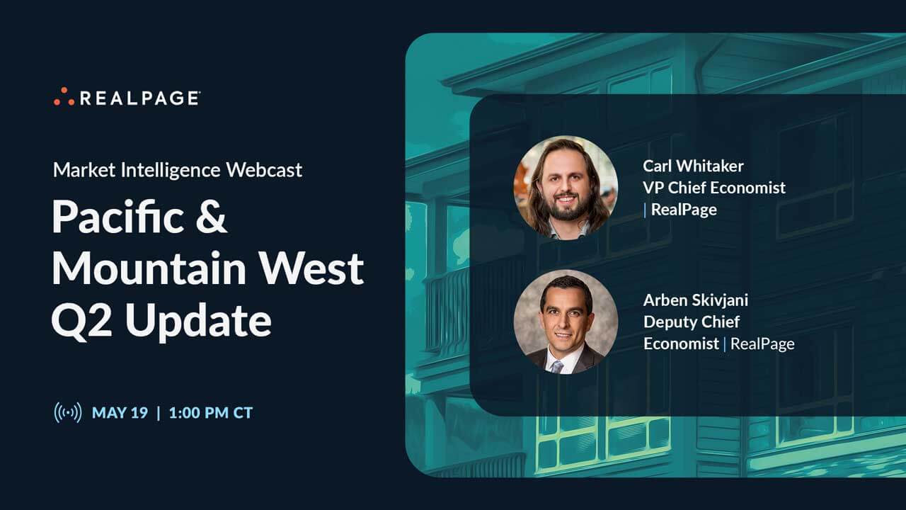Webcast cover for Market Intelligence discussing the Pacific &amp; Mountain West Q2 Update, featuring Carl Whitaker and Arben Skivjani.