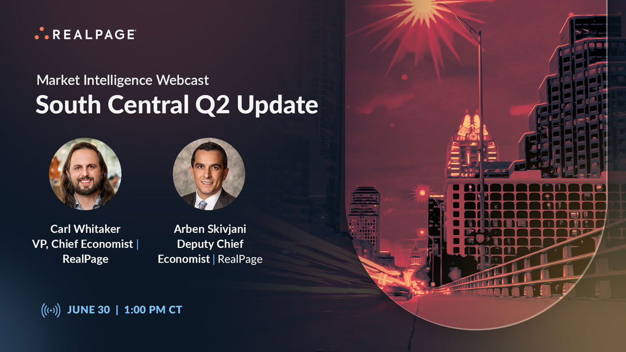 Webcast cover design highlighting South Central Q2 Update featuring Carl Whitaker and Arben Skivjani.