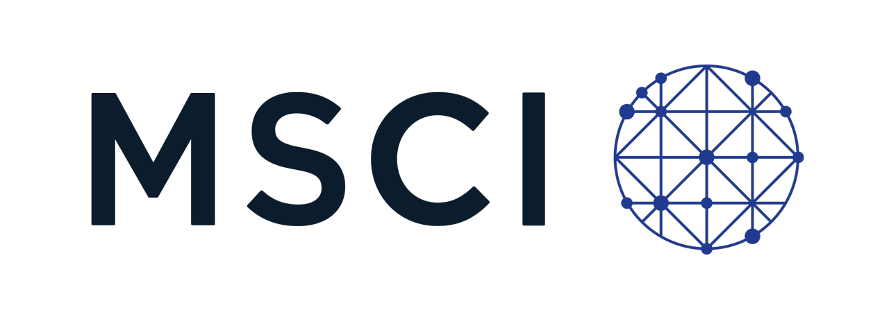 MSCI logo featuring the text 'MSCI' in dark blue and a blue globe icon with interconnected nodes.